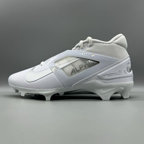 Nike Alpha Menace 4 Pro White-Silver Football Cleats Mens Size 9 FD7037-101 main image 7